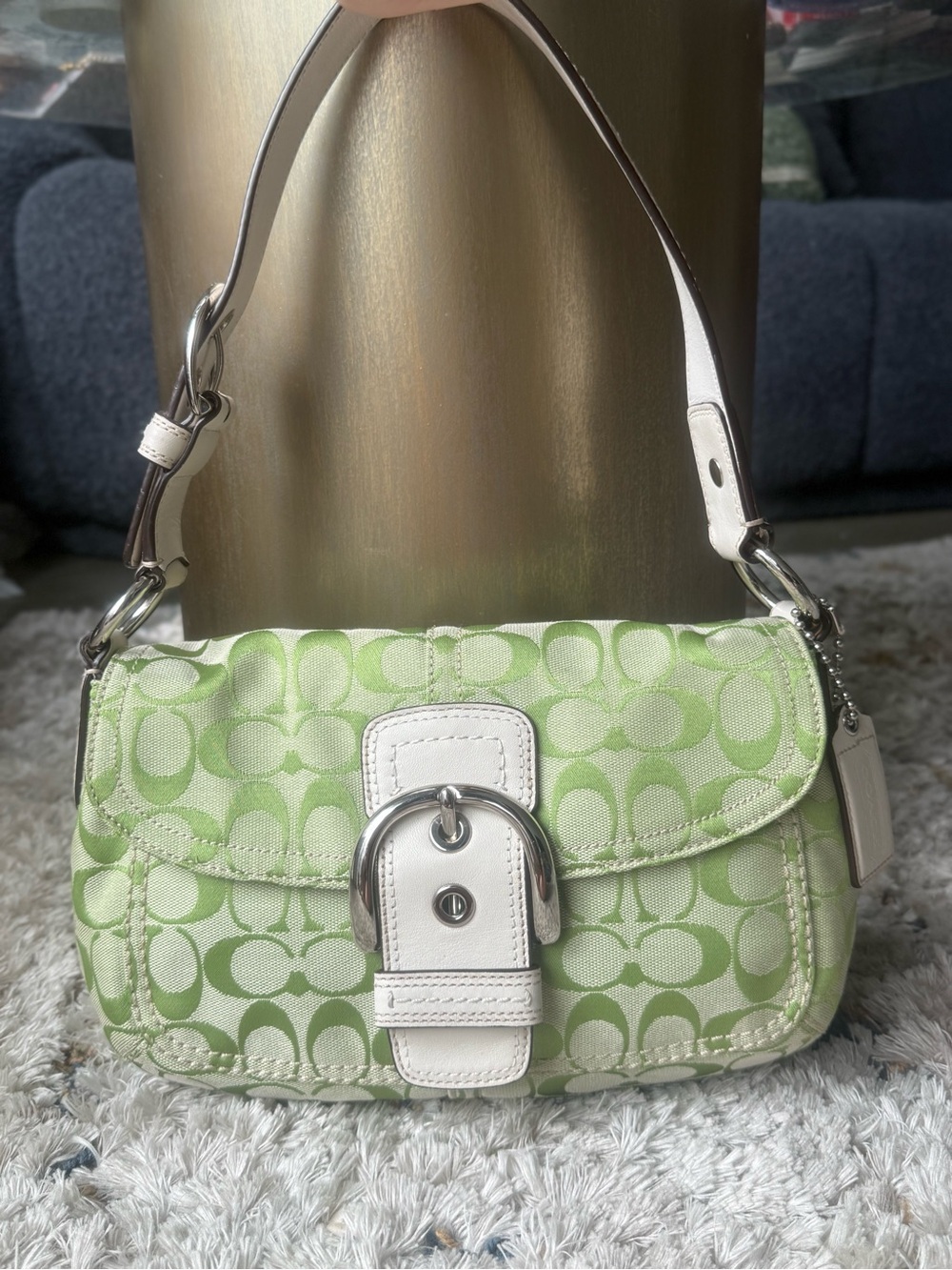 COACH 2010 LIME GREEN SIGNATURE SOHO
